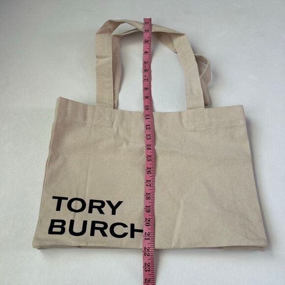 Tory Burch Natural Canvas Logo Tote Bag | Minimalist Eco-Chic Shopper - Picture 5 of 8
